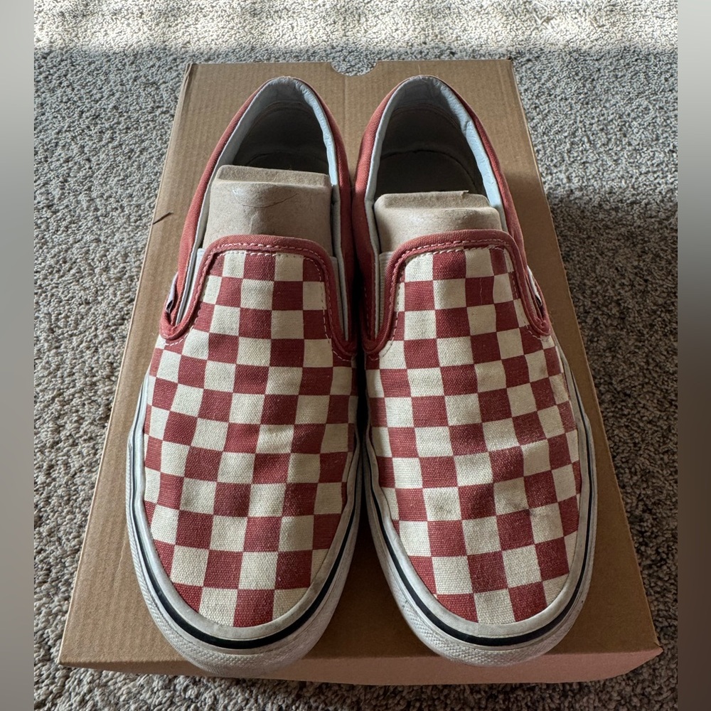 Brick Red Vans Slip Ons